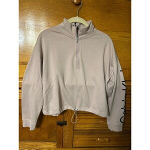 Calvin Klein Performance Cropped Quarter Zip Pullover Sweatshirt Pink Size M